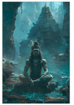 IYQTAGGH Shiva-Tempel-Poster, Leinwand-Poster, Schlafzimmer, Dekoration, Landschaft, Büro, Raumdekoration, Geschenk, 50 x 75 cm