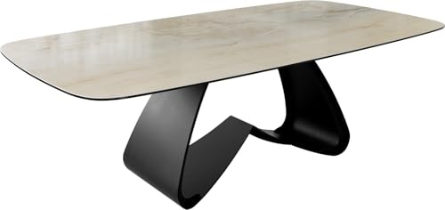 DELIFE Esszimmertisch Edge Boot 240x120 cm Keramik Iris FMG Onice ORO | W-Gestell Metall Schwarz