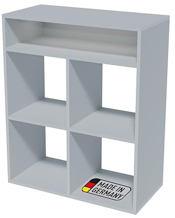BadeDu Ward Regal mit 5 Fächern in Weiß – Perfekt für Büro & Zuhause, Raumteiler mit 72cm Breite, Bücherregal 88cm Höhe, Holzregal stapelbar mit Anderen Produkten der Serie, Made in Germany