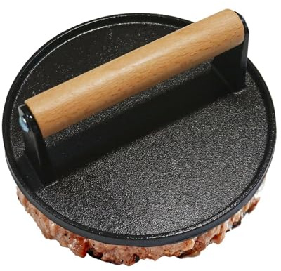 Burger Press – Heavy Duty Metal Round Smash Hamburger Press, Ergonomic Grill Cooking Tool For Flattening Patties, Bacon And Sandwiches With Even Heat Distribution For Better Grilling Results