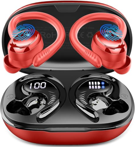 Auriculares Inalámbricos Bluetooth Deportivos【NEW】,60H Cascos Bluetooth 5.4 | HiFi Estéreo, 4 Mics ENC, Cascos Inalámbricos con Driver de 14,2 mm, Ganchos Ergonómicos, IP7 Auriculares Running para Correr
