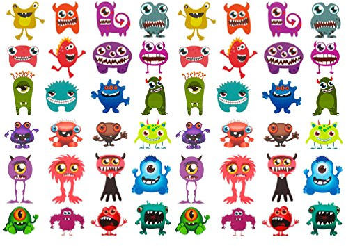Oblique-Unique® 48 lustige bunte Monster Sticker Aufkleber
