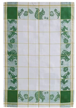 Ross Geschirrtücher Halbleinen gezwirnt 50x70 cm in grau blau grün Eichhörnchen (grün - lind)