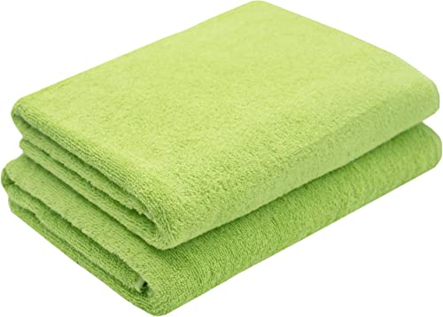 ZOLLNER 2er Set Duschtücher - weiche und saugstarke Handtücher - waschbar bis 95°C - Baumwolle - 70x140 cm in grün