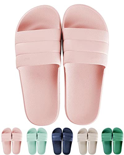 GURGER Claquettes Femme Homme Ete Chaussures de Piscine Douche Pantoufles Maison Chaussons Slide Rose Taille 36 37