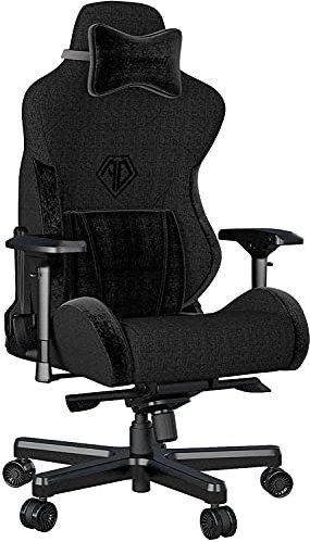 Anda Seat T Pro 2 Gaming Stuhl Schwarz - Premium Stoff Gaming Chair Ergonomischer Bürostuhl mit Unterstützung der Lendenwirbelsäule und Kissen - Gamer Stuhl für Erwachsene und Jugendliche X-Large