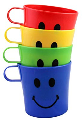 Dependable Industries inc. Essentials Kunststoffbecher mit Smiley-Gesicht, BPA-frei, Partyzubehör, Trinkbecher, 4 Stück