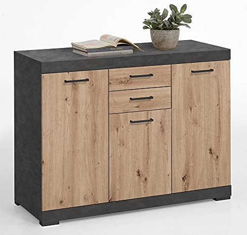 FMD 4020-303 Kommode Bristol B/H/T Ca. 120x90x50 cm in Matera/Eiche Artisan