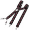 DonDon Hosenträger Herren extra stark kariert schwarz rot 3,5 cm Hosenträger Herren breit mit brauem Leder in Y-Form lang - Starke Clips passend für Anzug Jeans Chinos Vintage Rockabilly Suspenders