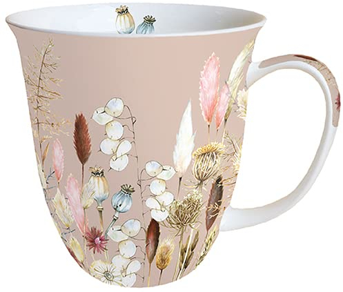 Ambiente Porzellan Tasse ca. 400ml Becher Bone China Mug Für Tee Oder Kaffee Herbst Winter Weihnachten Potpourri