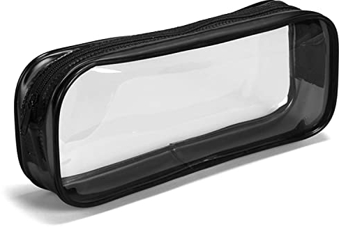 CHEERYMAGIC Clear Pencil Bag, Clear Exam Pencil Case, Waterproof PVC Zippered Comestic Storage Pouch, Travel Luggage Pouch Make up Cosmetic Bag (Black)