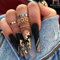 Brishow Coffin Long Black Gold Glitter Butterfly Press on Nails - Ballerina Acrylic Stick on 24pcs for Women and Girls