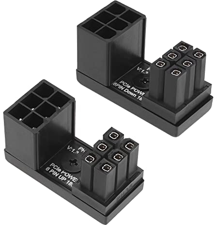 OTOTEC 2 STÜCKE GPU PCIe 6 Pin Buchse auf 6 Pin Stecker 180 Grad Winkeladapter Netzteilanschluss für Desktop-Grafikkarten