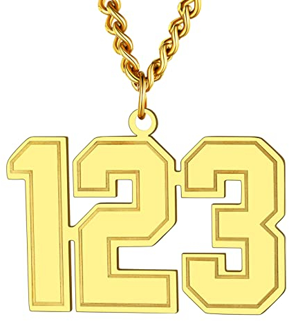 Supcare Edelstahl Zahlen Anhänger 000-999 Zahl Kette für Damen Herren Personalisierter Nummer Halskette Freundschaftkette Partnerkette Sport Halsketten für Geburtstag Goldkette