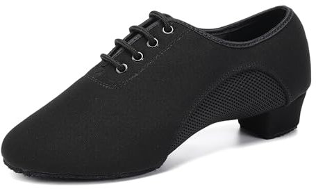 SWDZM Scarpe da Ballo Latino Americano Allenamento Donna Punta Chiusa Pratica Tango Salsa Donna Tacco 3.5 cm,Nero,EU 42