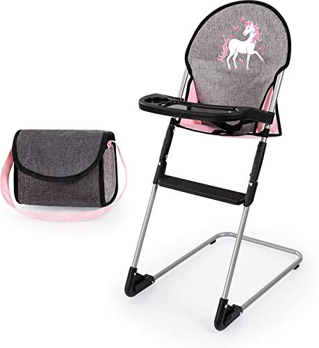 Bayer Puppenzubehör Set, Zubehör für Puppen, Hochstuhl u. Tasche, Puppensitz, Puppenhochstuhl