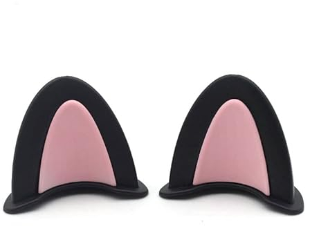 2 Stück Motorradhelm Dekorative Ohren, Silikon-Katzenohren Dekorativer Aufkleber Helm Dekoration Zubehör Motorrad Helm Katzenohren Eckdekoration Katze Ohren Aufkleber für Fahrradhelm Skihelm