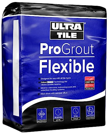 Ultra Tile Flexible Grout 3KG | Wetroom Swimming Pool Underfloor Heating Bathroom Kitchen | | All Tile Types | Mid Grey