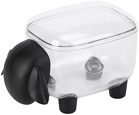 Hapivida Wattestäbchen Aufbewahrungsorganisator Süßes Schaf Transparenter Kosmetikhalter mit Deckel, Desktop Make-up Pads Spender für den Schminktisch(Schwarz)