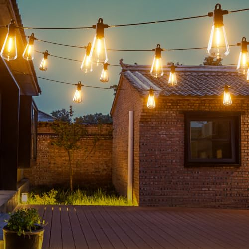 Kawaya Lichterkette Außen, 15M Lichterkette Glühbirnen LED mit 25+2 ST38 Birnen, Wasserdicht IP65 Lichterkette Garten Deko für Terrasse, Bäume, Hochzeit, Party, Festival, 2700K Warmweiß