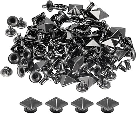sourcing map 100 Sets Quadratische Nieten Stachel Niete 10mm DIY Metall Leder Spike Nieten für leder Punk Pyramid Nieten Ledercraft Dekoration für Bekleidung Gürtel Taschen Schuhe Rotguss