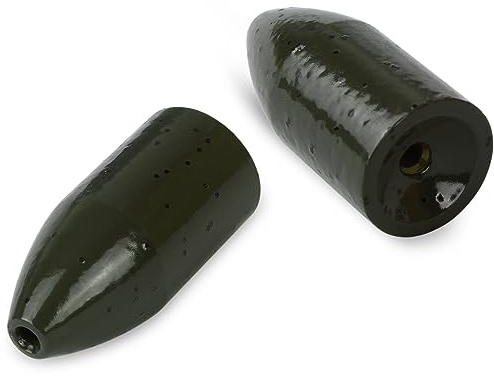 Set bleifreie Bullets für Carolina Rig aus grün lackiertem Messing