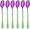 6PCS Latte Spoons Long Handle 19.5cm Rainbow Teaspoons for Iced Coffee/Tea, Stainless Steel Coffee Spoons for Hot/Cool Drinking, Cake & Dessert & Ice Cream Spoon