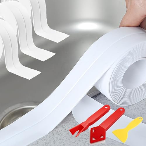 Cinta Selladora Impermeable, 3 Rollos de Cinta Adhesiva Impermeable Cinta Selladora Baño para el Baño y los Instrumentos para Duchas con Herramienta de Sellado