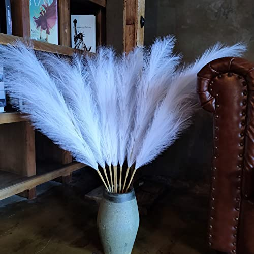Künstliche weiße Pampasgras-Dekoration, hoch, 8 Stück, 110 cm, große künstliche Pampasblumen, flauschig, lange künstliche Federblumen für Boho-Hochzeitsdekoration, Schlafzimmer, Wohnzimmer, 18 Zweige