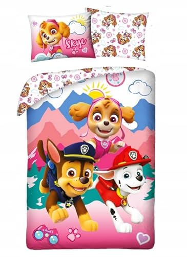 Bettbezug Paw Patrol wendbar Bettwäsche Schlafzimmer Größe 140 x 200 cm mit Kissenbezug 70 x 90 cm