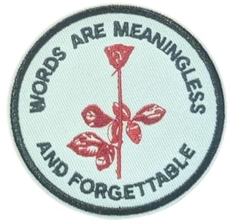 Generic Depeche Patch Words are Meaningless and Forgetable Enjoy The Silence DM Violator Rose Lyrics 80s Music Rock Goth Synthpop Embroidered Iron On Round Patch 7.6 cm, Regular
