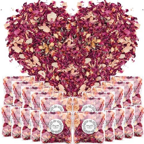 Mbsomnus 20 Paquets Petales Mariage Biodegradable Naturels Fleur Sechees pour Mariage Voiture Deco Champetre Parti