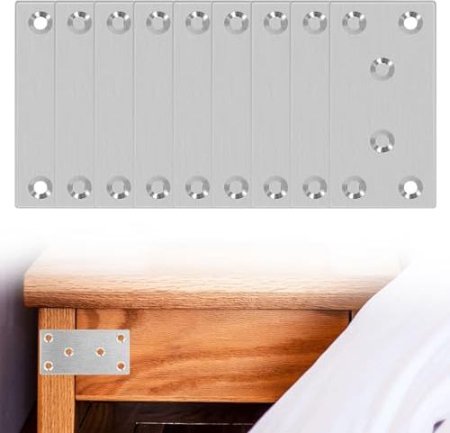 10 Pièces Plaques d'assemblage Perforée Plates, 40×80mm Fixation Droits Plats Plaques, Plaques de Jonction Plates, Droits Équerres Plate de Acier Inoxydable, Stable, pour Rejoint Réparation Meubles