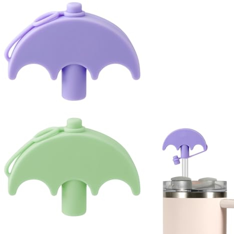 2 Fundas de Pajita sin Arrugas, Reutilizables de Silicona para la Boca sin Arrugas para Accesorios de Taza Stanley Tapas de Pajitas en Forma de Paraguas de 40 30 Onzas