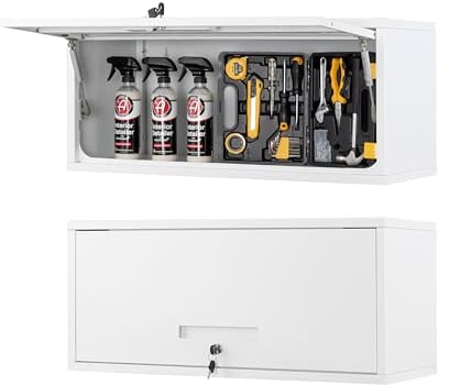 Sightlife Hängeschrank Wandschrank Medizinschrank Küchenschrank Badezimmerschrank Werkstattschrank aus Metall Stahlschrank Wandregal Werkzeugschrank abschließbar 35 x 80 x 33 cm(H x B x T) weiß