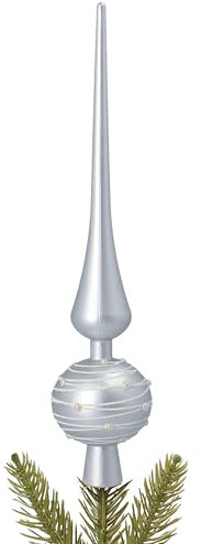 Puntale, cima dell'albero di Natale opaco 35 cm (Argento)