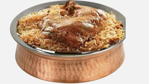 Stainless Steel Copper Handmade Balti Handi Serving Bowls, 2 Pieces, Hammered Traditional Design, Serving Dish, Dinnerware, Tableware, Indian Wok, Tureen, Plate (17cm, 2, Count)