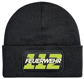 NIMAMA Mütze Beanie 112 Feuerwehr Wintermütze Statement Spruch Print Geschenk Unisex Strickmütze für Herren & Damen