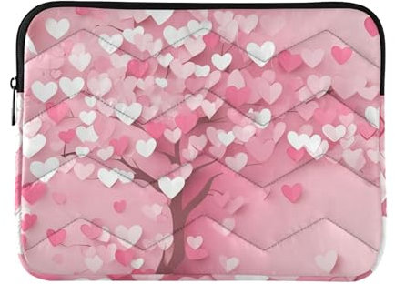 Laptop-Schutzhülle für Laptop, Herzform, 33 - 35,6 cm, Roségold, Valentinstag, Computerhülle mit Reißverschluss, für Arbeit, Reise, Größe M