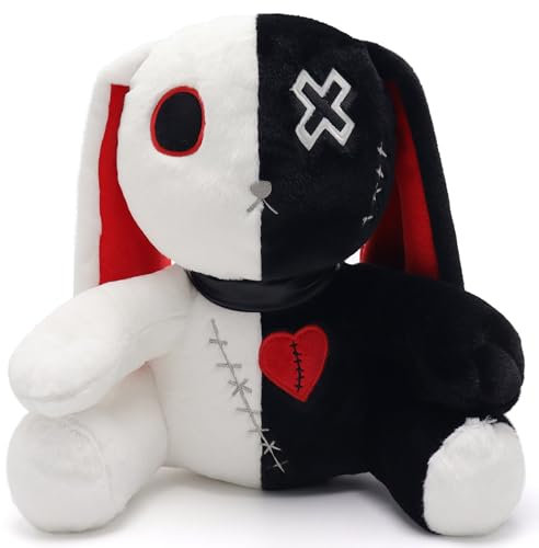 Ponjauk 25cm/30cm Gothic Hase Plüsch Kaninchen Plüschtier Kuscheltier Horror Häschen Ostern Plüschtiere Halloween Gruseliges Häschen Plüschtier Verrücktes Kaninchen Spielzeug