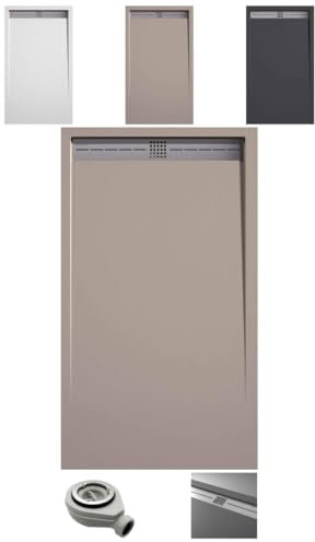 EL BAÑO MODERNO Plato de Ducha Antideslizante Resina. Plato Ducha Resistente Agentes Químicos. Plato Ducha Antibacteriano. Incluye Rejilla Desagüe Ducha y Válvula Sifón Plato Ducha (Crema, 90x90)