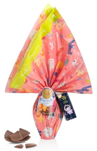 Venchi - Uovo di Cioccolato Rosa, Gusto Cioccolato al Latte, con 2 Sorprese per Bambini, Senza Glutine, 220 gr, Collezione Pasqua, Idea Regalo