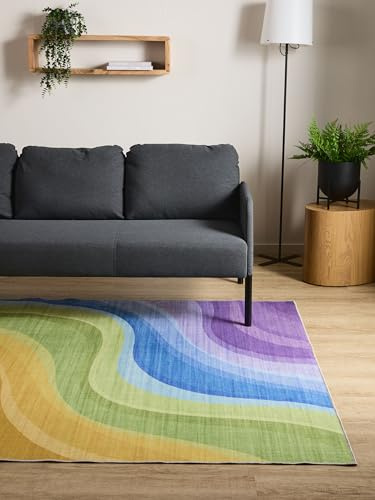 Interiyou Vintage Teppich Wohnzimmer Gent - 200x300 cm Multicolor/Lila - Für Schlafzimmer, Esszimmer, Kinderzimmer - Kurzflor waschbar und rutschfest, Print Muster