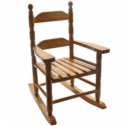 Hngilkoo Child Rocking Chair for 3-6 Small Baby Kids Wooden Outdoor Furniture Indoor Living Room Lounge Bedroom Porch Patio Outside Brown