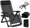 BYYBOU Chaise Longue Jardin Exterieur Pliante - Fauteuil Relax Jardin Exterieur avec Coussin et Housse - Transat Aluminium Pliable Confortable et Design pour Terrasse Plage ou Piscine - Noir-83cm