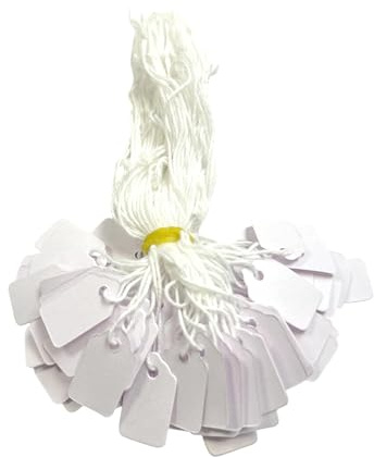 Pack of 200 Small White Strung Tags Price Tickets 13 x 20mm