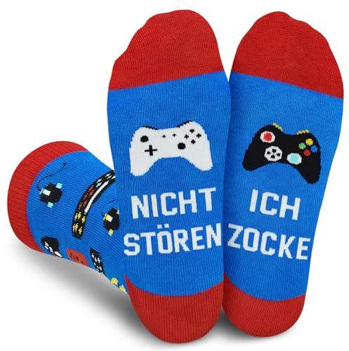 Gemtte Gaming Socken Geschenk Mit Spruch Nicht Stören Ich Zocke, Zocken Lustige Socken Lustig Neuheit Geschenke für Junge Gamer