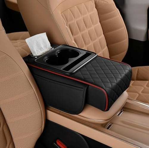KABUTM Car Armrest Storage Box for Audi Q3/Q3 TFSI e/Q3 Sportback TFSI e/RS Q3/RS Q3 Sportback SUV, Car Armrest Pad With Cup Holder, Console Storage Box, Center Console Organizer, Arm Rest Cushion