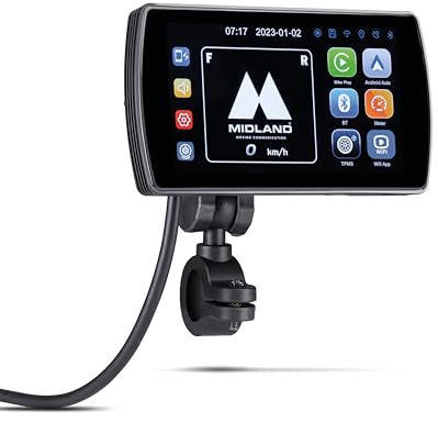 Midland - Bike Play Pro Accessori Moto Compatibilità Bluetooth Android Auto, Navigatore Moto Mirroring, Comandi Vocali, Touchscreen 5.5 Anche con Guanti, Sgancio Rapido, Retroilluminazione Automatica
