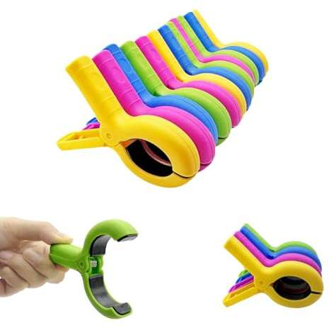 12 Stück Große Strandtuch-Clips für Strandkörbe, Handtuchhalter für Strandkorb, Poolstuhl auf Kreuzfahrt, Jumbo-Größe, robuste Wäscheklammern, Strandkorb-Clips für Strandzubehör, Must-Haves, 4 Farben